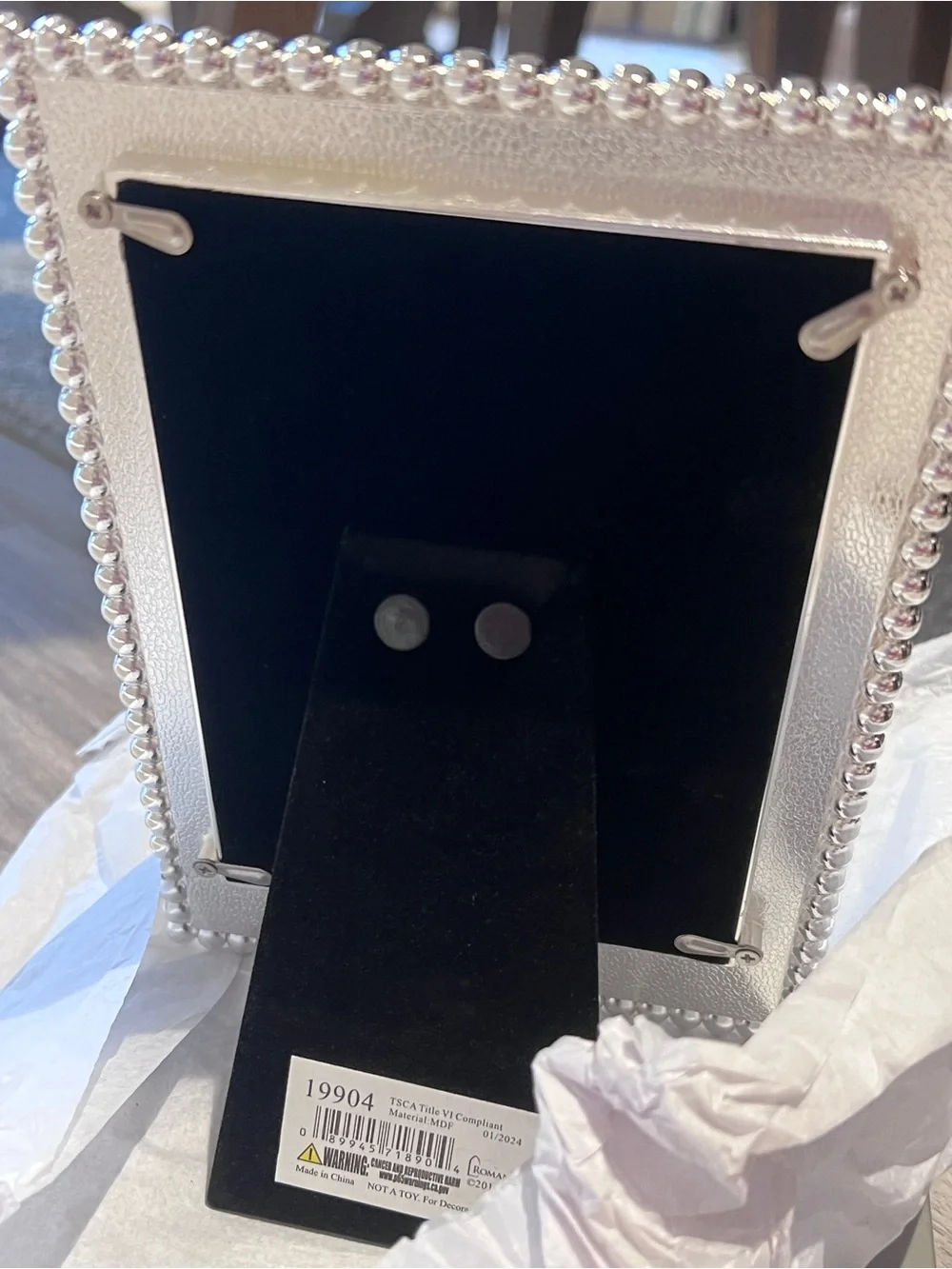 Caroline Collection by Roman Inc Silver Mirrored Baptism Frame Beaded Edge 4